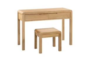 Julian Bowen Curve Oak 2 Drawer Dressing Table and Stool (Assembled)