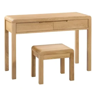Julian Bowen Curve Oak 2 Drawer Dressing Table and Stool (Assembled)