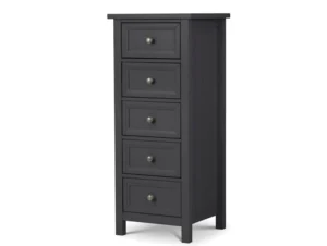 Julian Bowen Maine Anthracite 5 Drawer Tall Narrow Chest of Drawers