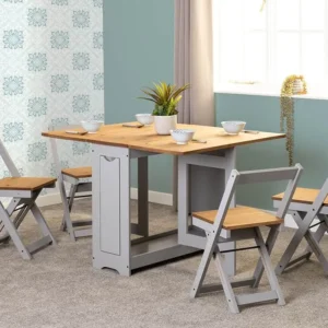 Seconique Santos Butterfly Grey and Pine Dining Table and 4 Chairs