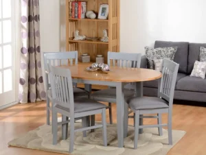 Seconique Oxford Grey and Oak Extending Dining Table and 4 Chair Set