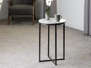 Seconique Dallas Marble Effect and Black Lamp Table