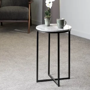 Seconique Dallas Marble Effect and Black Lamp Table