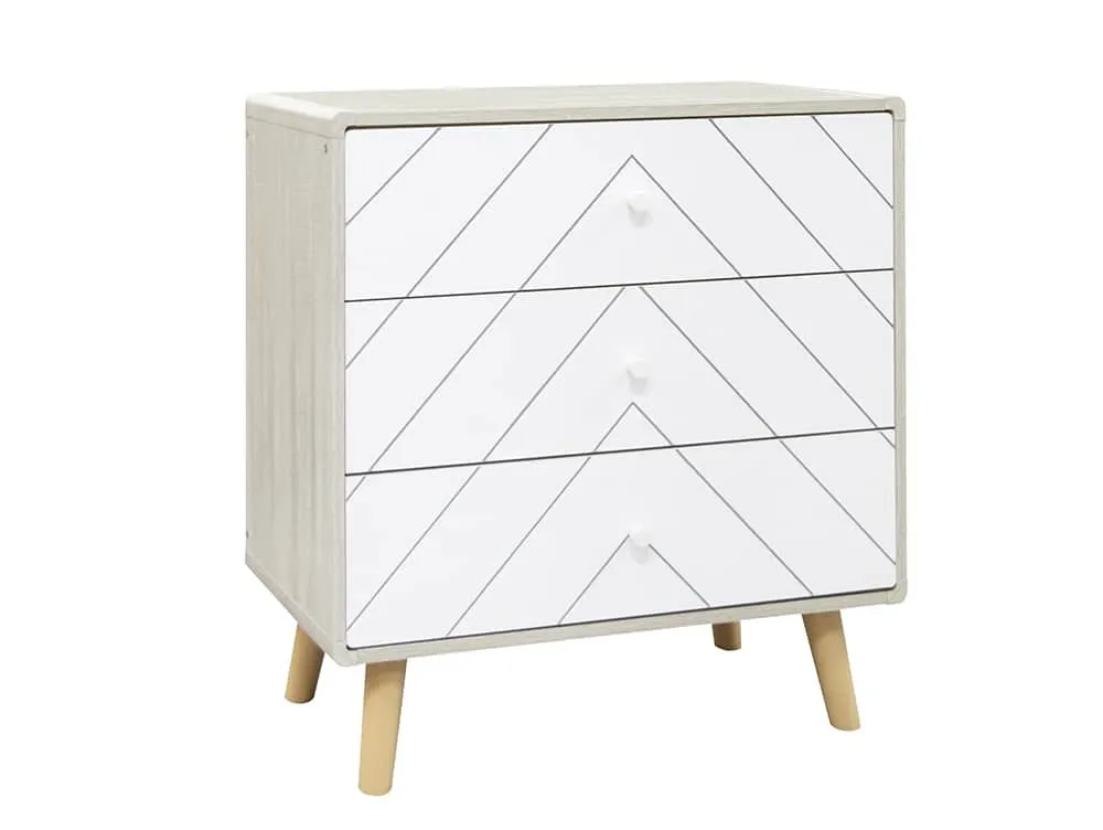 Seconique Dixie Grey and White 3 Drawer Chest of Drawers