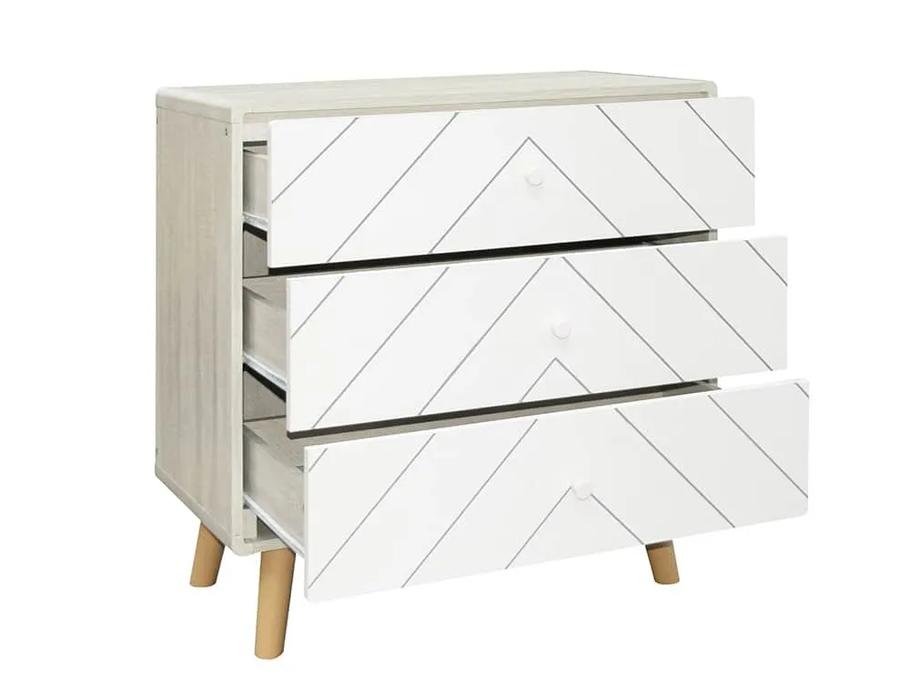 Seconique Dixie Grey and White 3 Drawer Chest of Drawers - Image 2