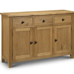 Julian Bowen Astoria Waxed Oak Wooden 3 Door 3 Drawer Sideboard (Assembled)