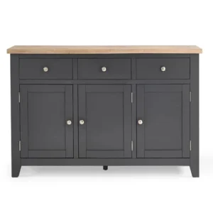 Julian Bowen Bordeaux Grey and Oak Wooden 3 Door 3 Drawer Sideboard (Assembled)