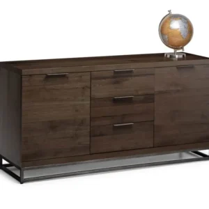 Julian Bowen Brooklyn Dark Oak Wooden 2 Door 3 Drawer Sideboard