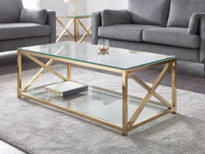 Julian Bowen Miami Glass and Gold Coffee Table