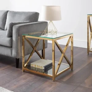 Julian Bowen Miami Glass and Gold Lamp Table