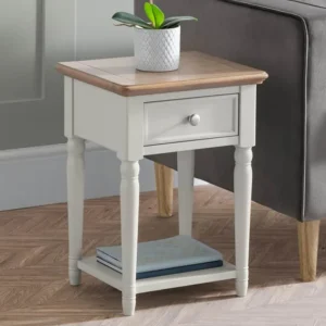 Julian Bowen Provence Grey and Oak 1 Drawer Lamp Table (Assembled)