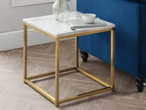 Julian Bowen Scala Marble Effect and Gold Lamp Table