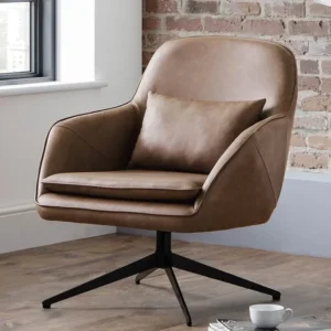 Julian Bowen Bowery Brown Faux Leather Swivel Chair