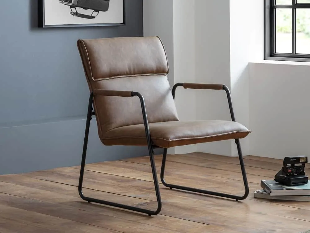 Julian Bowen Gramercy Brown Faux Leather Accent Chair