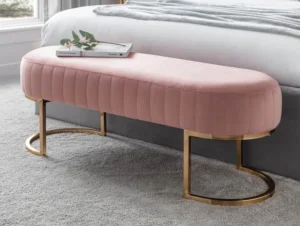 Julian Bowen Harrogate Pink Velvet and Gold Fabric Bench
