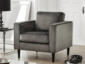 Julian Bowen Hayward Grey Velvet Armchair