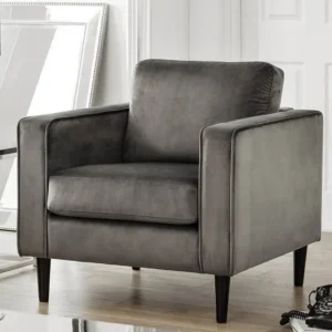 Julian Bowen Hayward Grey Velvet Armchair
