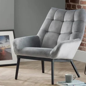 Julian Bowen Lucerne Grey Velvet Accent Chair