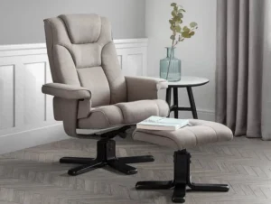 Julian Bowen Malmo Grey Fabric Recliner Chair with Footstool