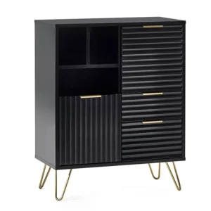 Julian Bowen Murano Black and Gold 2 Door 2 Drawer Sideboard