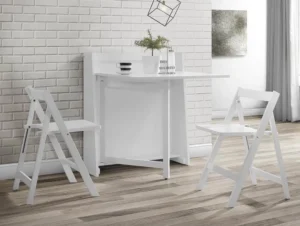Julian Bowen Helsinki White Foldaway Dining Table and 2 Chair Set