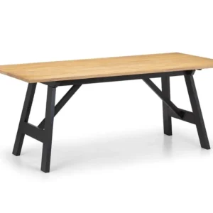 Julian Bowen Hockley 190cm Black and Light Oak Dining Table