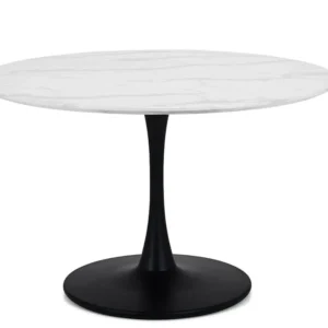 Julian Bowen Holland 120cm White Marble and Black Dining Table