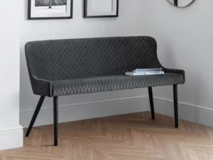 Julian Bowen Luxe 143cm Grey Velvet Dining Bench
