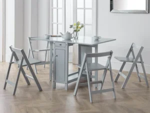 Julian Bowen Savoy Grey Foldaway Dining Table and 4 Chair Set
