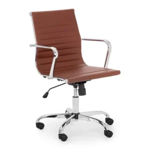 Julian Bowen Gio Brown Faux Leather and Chrome Office Chair
