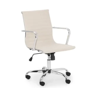 Julian Bowen Gio Ivory Faux Leather and Chrome Office Chair
