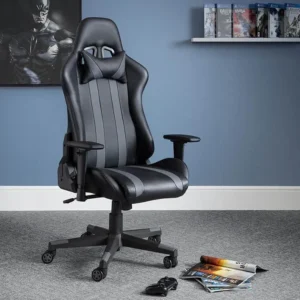 Julian Bowen Meteor Black and Grey Faux Leather Gaming Chair