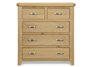 ASC Selkirk 3+2 Oak Wooden Chest of Drawers (Assembled)