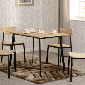 Seconique Riley Black and Oak Dining Table and 4 Chair Set