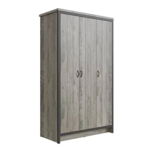 GFW Boston Grey Wood Effect 3 Door Triple Wardrobe