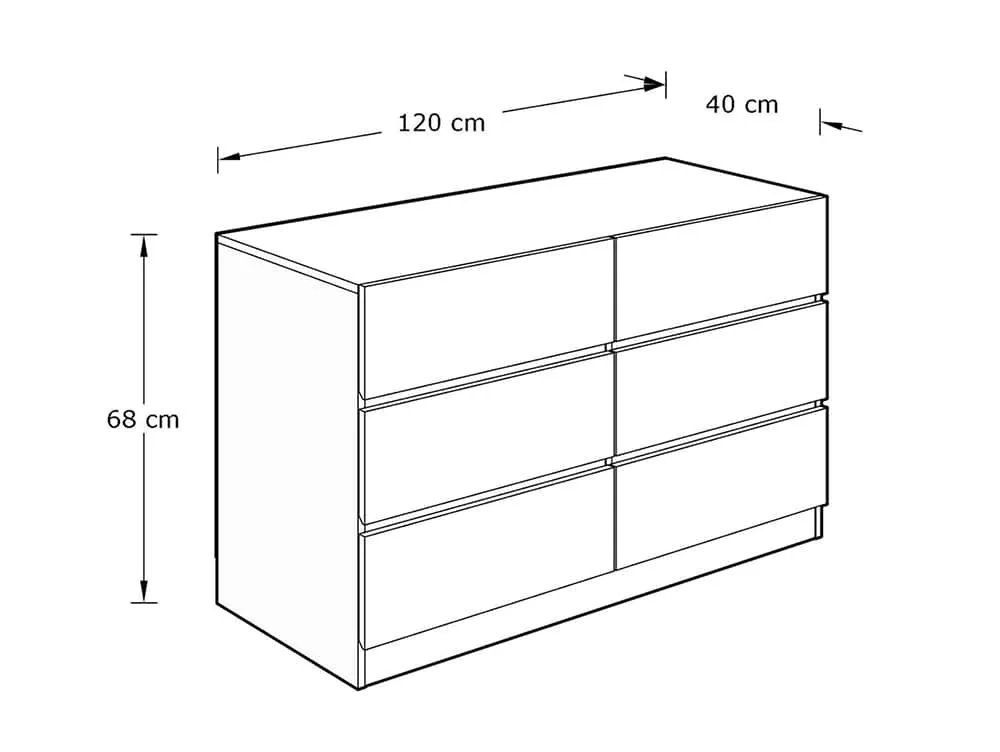 GFW Catania Euro Oak 3+3 Drawer Chest of Drawers - Image 6