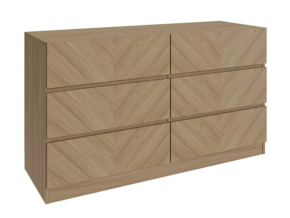 GFW Catania Euro Oak 3+3 Drawer Chest of Drawers - Image 2