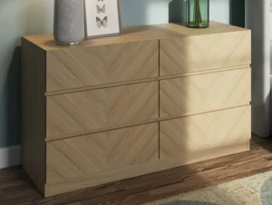 GFW Catania Euro Oak 3+3 Drawer Chest of Drawers