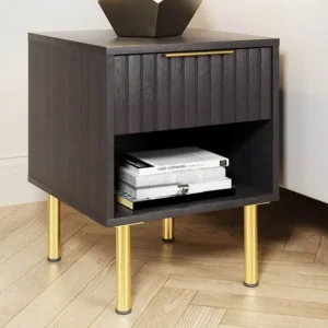 GFW Nervata Black and Gold 1 Drawer Lamp Table