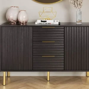 GFW Nervata Black and Gold 2 Door 3 Drawer Sideboard