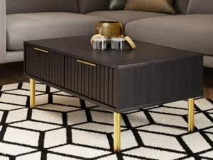 GFW Nervata Black and Gold 2 Drawer Coffee Table