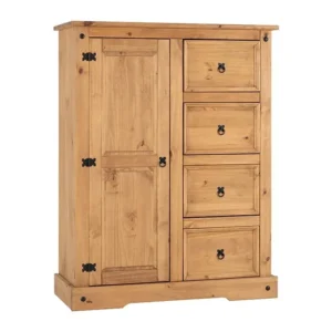 Seconique Corona Pine 1 Door 4 Drawer Childrens Wardrobe