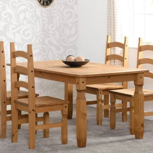 Seconique Corona Pine 152cm Dining Table and 4 Chair Set