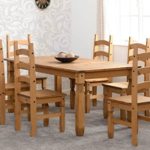 Seconique Corona Pine 182cm Dining Table and 6 Chair Set