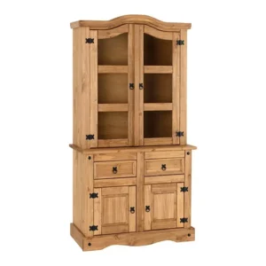 Seconique Corona Pine and Glass 4 Door 2 Drawer Buffet Hutch