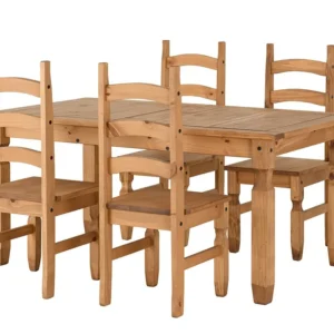 Seconique Corona Pine Extending Dining Table and 4 Chair Set
