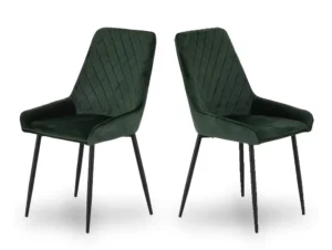 Seconique Avery Set of 2 Green Velvet Dining Chairs