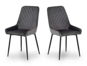 Seconique Avery Set of 2 Grey Velvet Dining Chairs