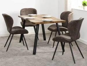 Seconique Quebec Wave Oak Effect Dining Table and 4 Chair Set