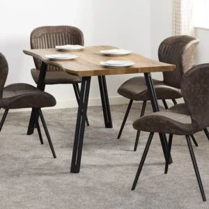Seconique Quebec Wave Oak Effect Dining Table and 4 Chair Set
